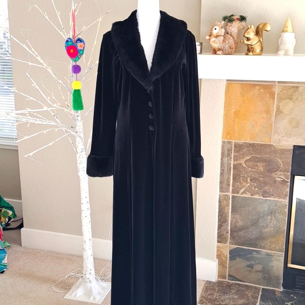 Full Length Black Velvet Coat